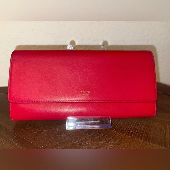 Celine Vibrant Red Leather Wallet - Picture 2 of 5